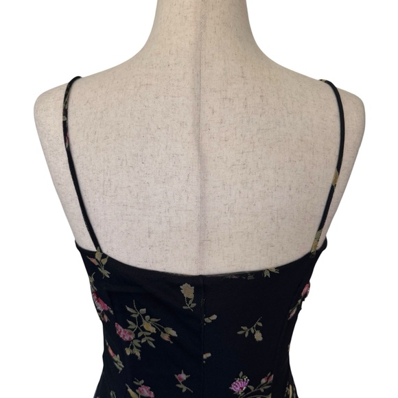 Vintage 90s Laundry Black Mesh Embroidered Beaded Floral Slip Bodycon Dress sz 4 - Picture 6 of 11
